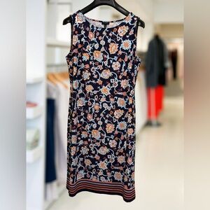 Talbots NWT Size M Pretty Blue Peach Floral Sleeveless Sheath Dress (0634)